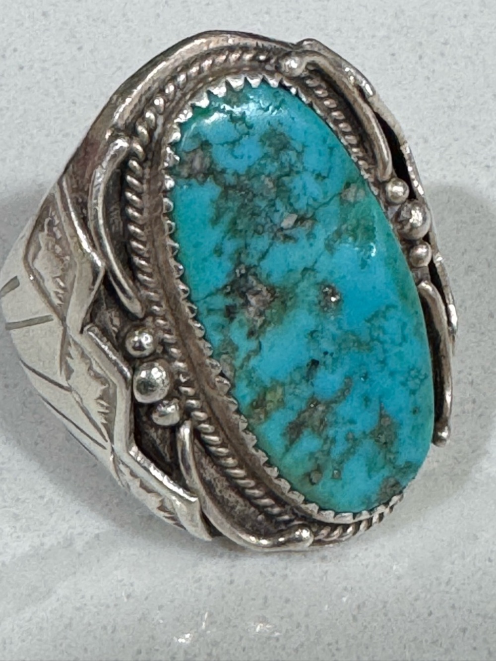 Native American Navajo Richard Begay Sterling Silver Turquoise Ring 10.25 - Picture 10 of 14
